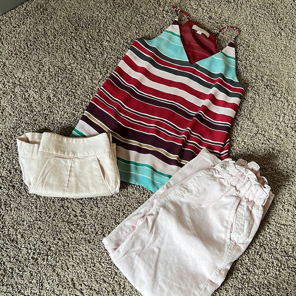Loft top, Zara pink jeans and loft shorts bundle